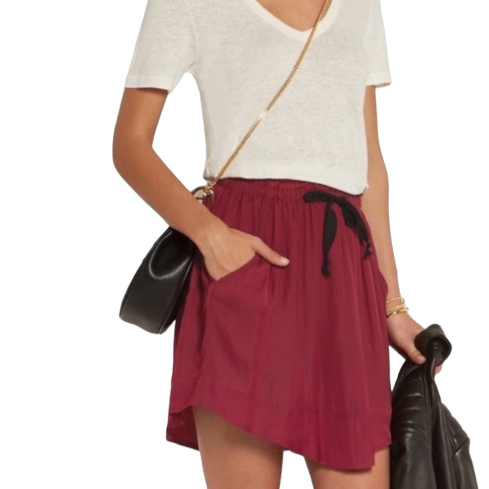 Isabel Marant Red Tie Front Skater Mini Skirt
